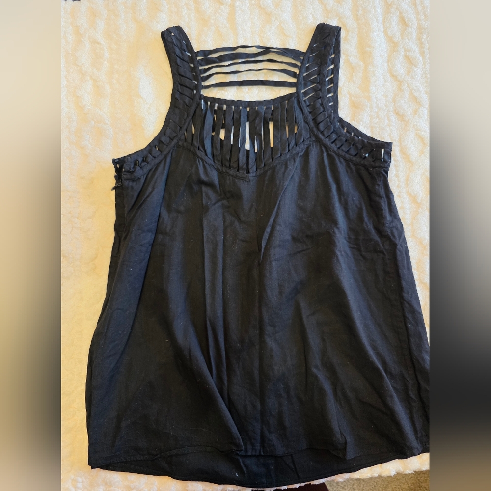 Susana Monaco Black Strappy Cutout Tank Top Size 6